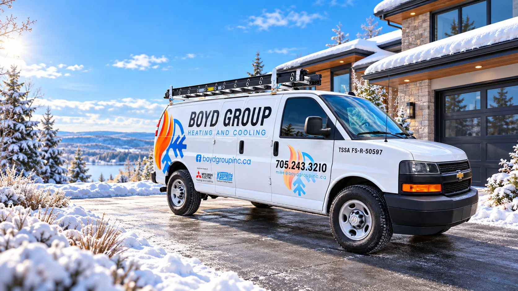 Boyd Group Heating and Cooling service team and branding